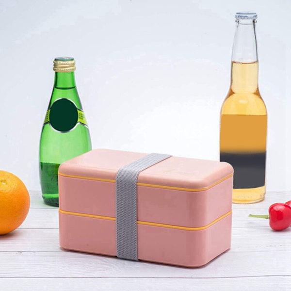 Bentobokse til Børn og Voksne, Premium Japansk Stabelbar Alt-i-Én Beholder med Bestik (Pink)