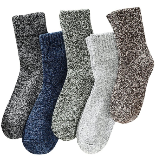 5 par ullsokker for kvinner tykke strikkede retro vintervarme og behagelige runde sokker til gaver
