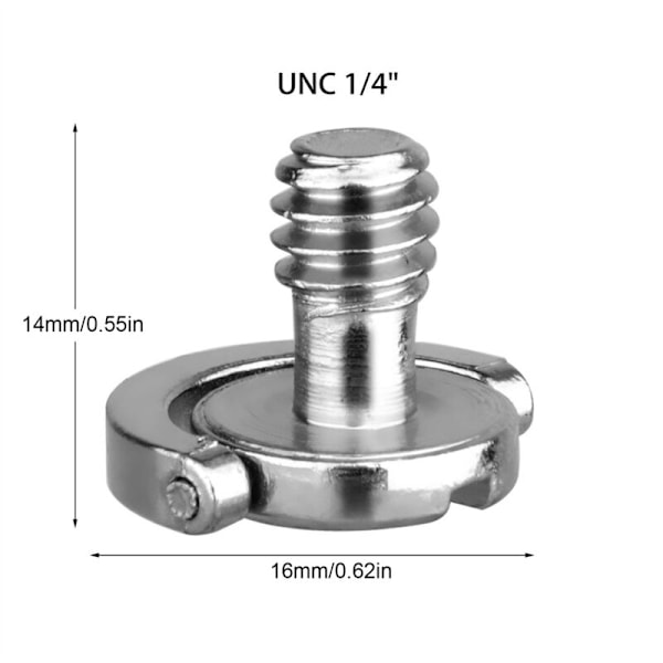 5-pack 1/4 tum D-ring QR-axelutlösningsplatta Fästskruvar Kulhuvud Stabilisatorfäste för QR-platta Monopod Stativ DSLR-kamera