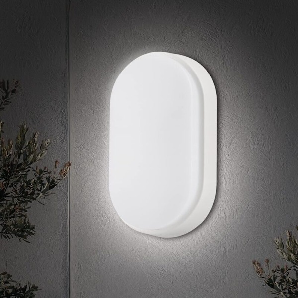 Ellipseformet LED Vægskinne Loftlampe Vægskinne Lysarmatur, 20W 4000K 1000LM IP54, Til Indendørs og Udendørs - Hvid