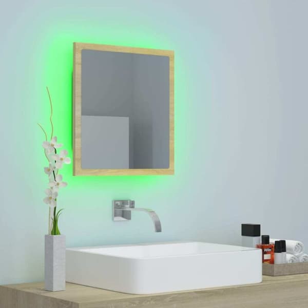 LED-baderomsspeil Sonoma eik 40x8.5x37 cm Akryl