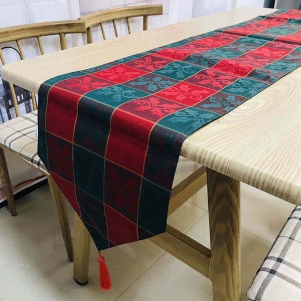 Jacquard Gulltråd Bordsflagg Gitter Bordsflagg Høytidsbordsdekorasjon