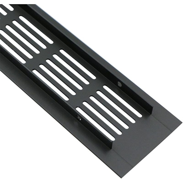 Set med 2 Rektangulära Aluminium Dörrventilationsgaller - 250 x 50 mm - Insektskydd för Husbil, Garderob, Kök, etc. - Svart