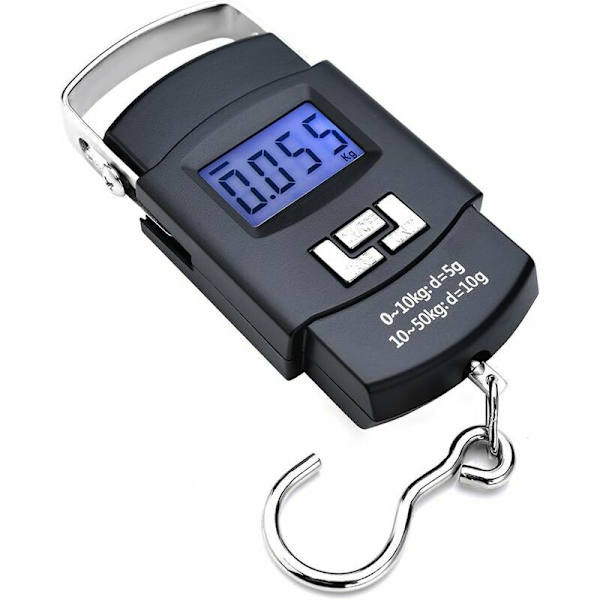 Riippuva koukku vaaka elektroninen tarkkuusvaaka matkatavarat matkalaukku koukku vaaka 50kg/110lbs（musta）