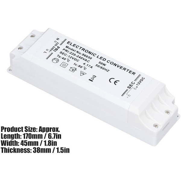 50W 4.17A LED Driver 12V mellem 220V Udgangseffektforsyningstransformator til LED-lampe, Drivkraft