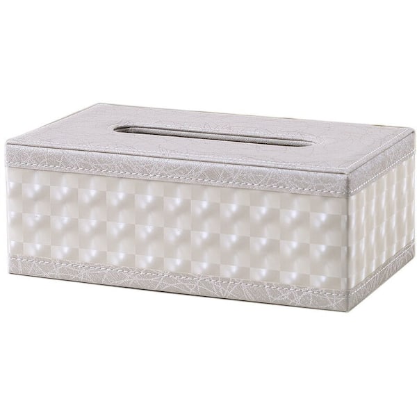 PU Læder Kosmetikæske Servietæske Lommetørklæde, 25X14X9.5Cm (Beige)