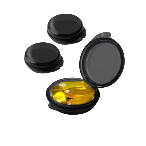 Liten pilleboks (3-pakning), daglig mini pilleboks oppbevaringspose, bærbar lommeboklomme, reisepilleboks medisinoppbevaringsbeholder ørepluggboks (svart)