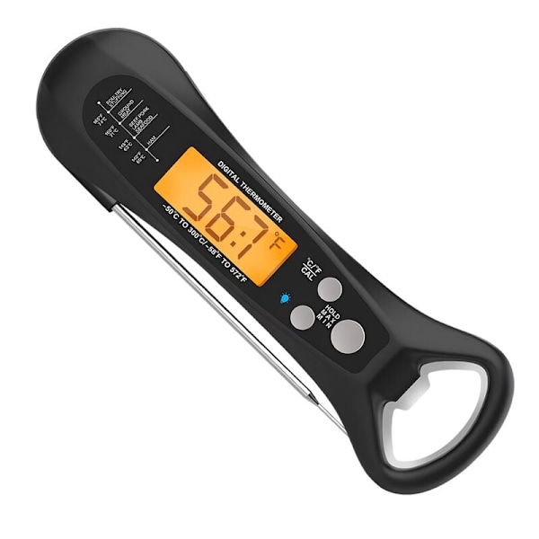 Kötttermometer, digital termometer för snabb avläsning för matlagning, mattermometer för kök, grillning grill svart