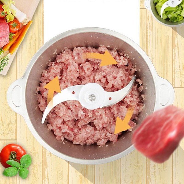 Rostfri livsmedelshackare 2L Elektrisk matberedare Köttkvarn Blender Blender Maskin Köksapparater, EU-kontakt