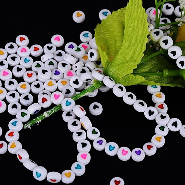 Cirka 400 stycken mini pärlor set (akryl eller trä) för att trä armband, träpärlor med hål, färgade pärlor (akryl, ca 3 x 7 mm) -