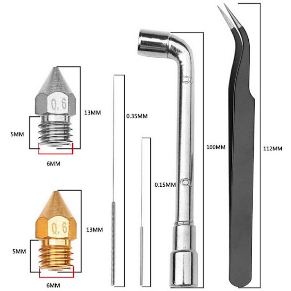 3D-skrivarmunstyckesats, MK8-munstycken Extrudermunstycken med munstycksrengöringsverktyg för -10 från Standie