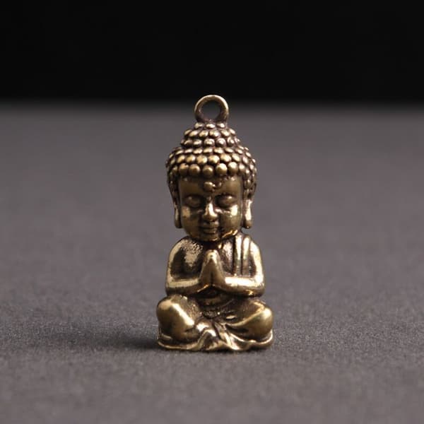 Shakyamuni Statue Mini Bronze Statue Lille Scene Tilbehør Nøglering Te Bord Dekoration