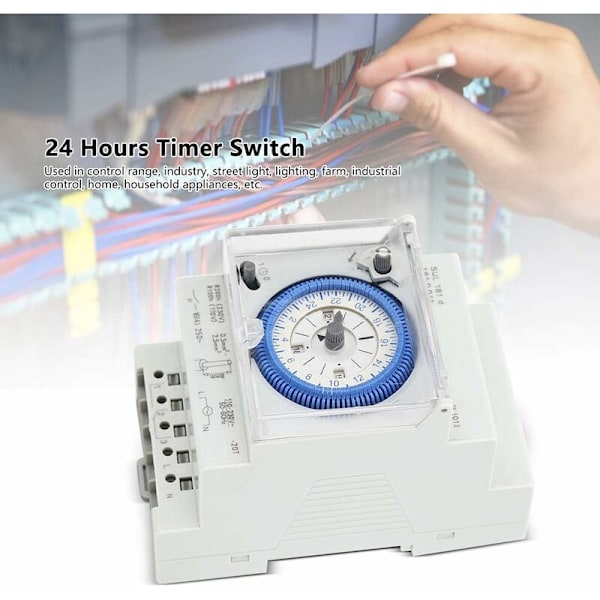 – Analog timer med synkronmotor och dagligt program, timer, 36VAC/DC