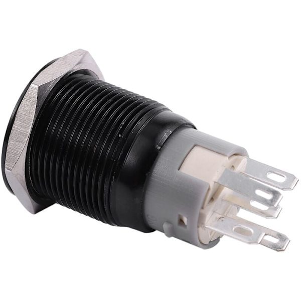 Momentary trykknap-kontakt 1NO1NC sort metalskal med LED-ring egnet til 19mm 3/4 tommer hul 24V lyseorange