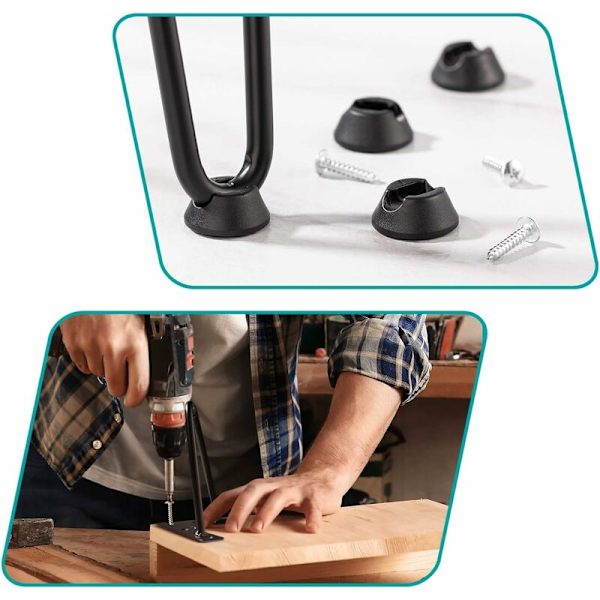 Hårnålsben 15cm Set om 4, DIY Metall Möbler Bordsben Idealisk för Matbord, Skrivbord, Century Modern Stil (15cm, Svart)