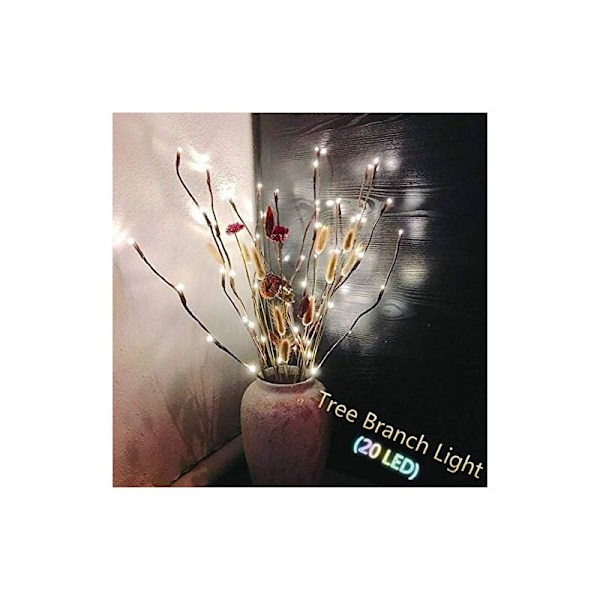 LED Grenlys, 20 Vandtætte Grenlys 77CM Varmt Hvid Grenlys med Planter AC-Drevet til Jul, Påske, Halloween