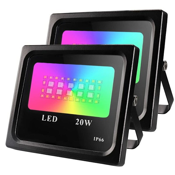 20W RGB LED -ulkovalaisin, himmennettävä IP66 vedenkestävä ulkovalaisin, monivärinen ohjaus sisätilojen Halloween-juhliin, patioille ja puutarhoihin (1
