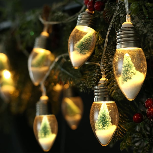 Jul LED-lysslynge Innendørs batteridrevet fest med minitre og snølys, julelys dekorasjon soverom tredekorasjon 6,6 fot