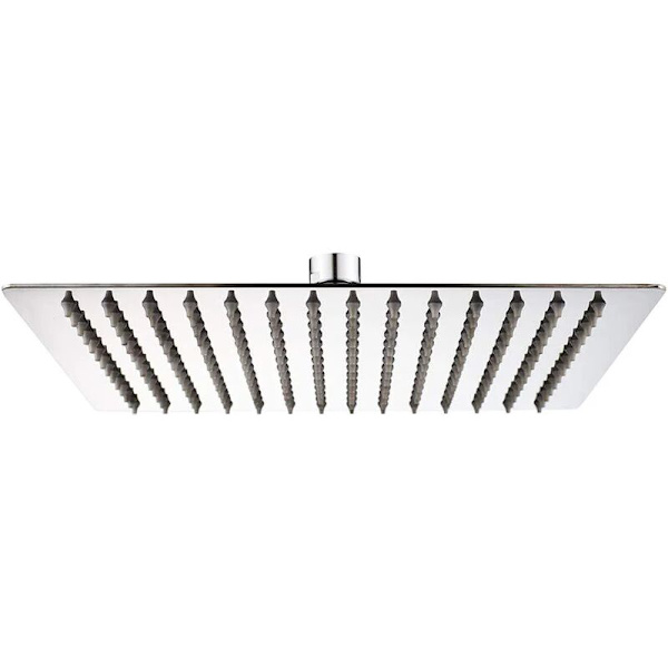Dusjhode i rustfritt stål - Vannbesparende dusj, 25 cm firkantet dusjhode, universal regndusjhode 1/2 tommers gjenger, 360° roterbar, 30° tiltbar