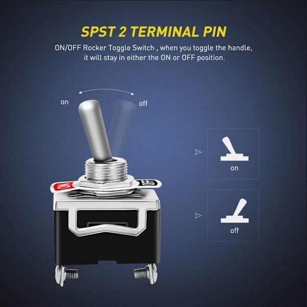 Vippbrytare 10A/12VDC, 6A/24VDC, SPST Metallväxelströmbrytare, På/Av 2 Positioner 2 Stift, för Bilstolens Instrumentbräda (4-pack)