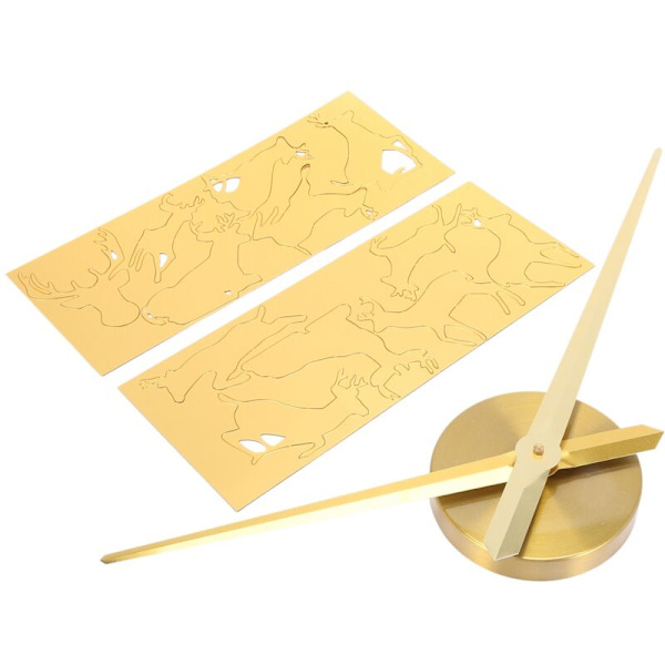 DIY Jätteväggklocka med Hjort Huvud - Modern Akryl Spegeleffekt Djur Dekorationer för Guld
