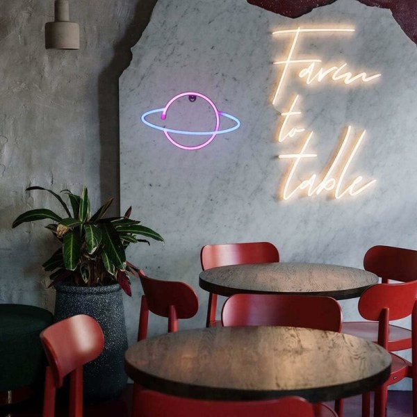 Planet Neon Skilte LED Neon Vægskilt, Hængende Neonlys Planet USB / Batteri Planet Lampe Neonlys til Børneværelse Fødselsdagsfest Bar Bryllup Dekoration