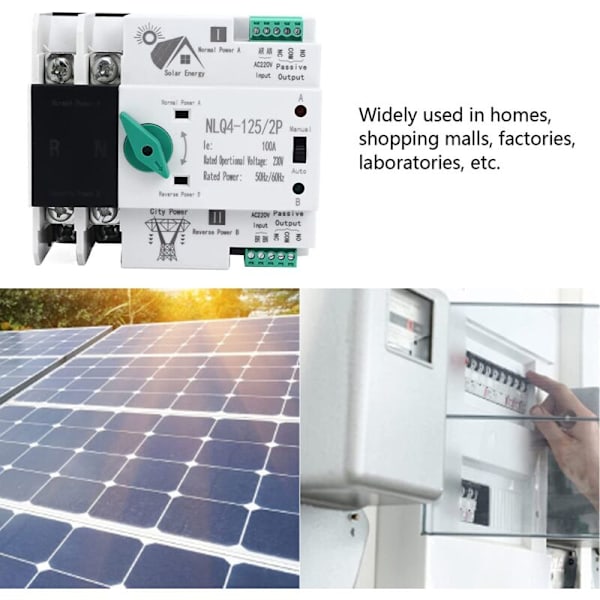Automatisk källa byte, 2-vägs obrytbart dubbelt ström automatisk överföringsbrytare ZGQ5-100/2P 220V DIN-skena installation