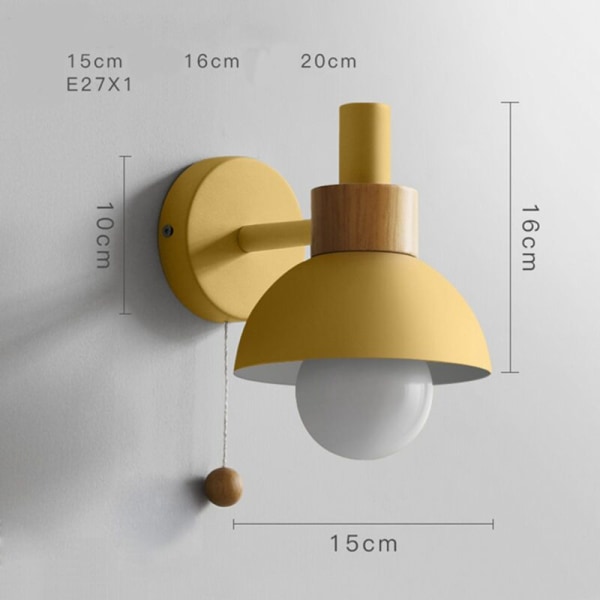 Stue Veranda Ganglampe Nordisk Minimalistisk Moderne Soveværelse Sengelampe Macaron Væglampe (Gul)