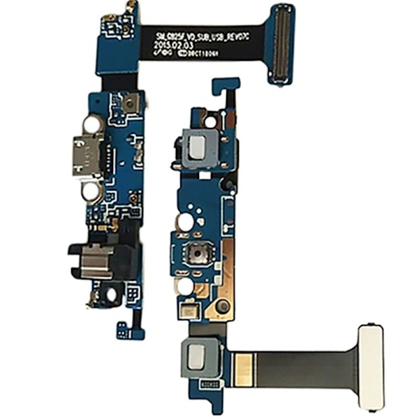 2X USB Dock Opladningsport Flex Kabel til Galaxy S6 Edge / G925F med Mikrofon og Hovedtelefonstik Udskiftning