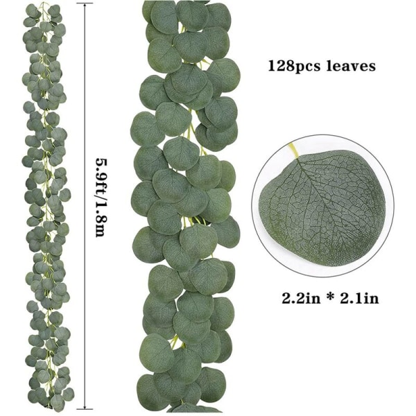 10 st set 60 fot konstgjord eukalyptusgirlang eukalyptusrankor falska silverdollar eukalyptusblad rankor växter