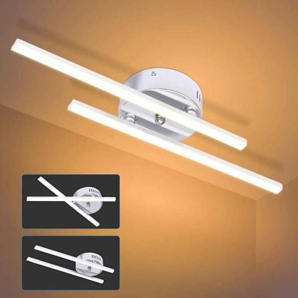 LED Taklampe, Moderne Parallell Stripe Design Taklampe med 2 Stykker Parallell Stripe Lys for Stue Soverom Spisestue