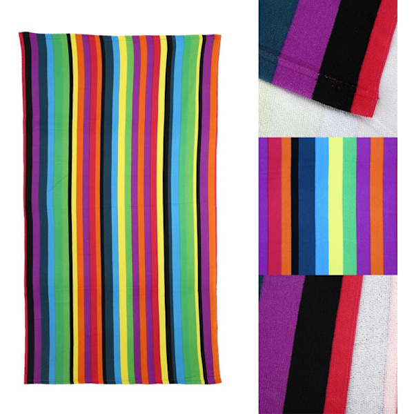 Stort farverigt strandhåndklæde letvægts mikrofiber 100x180cm absorberende hurtigtørrende (vandabsorberende badehåndklæde)