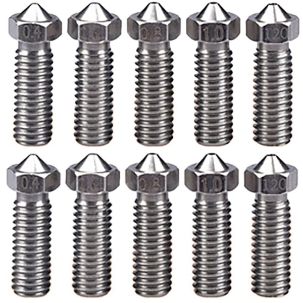 3D Printer Accessories for Volcano Nozzle Hardened Steel 1.75mm (Volcano-Nozzle--175-0800) 10 Sets 0.8