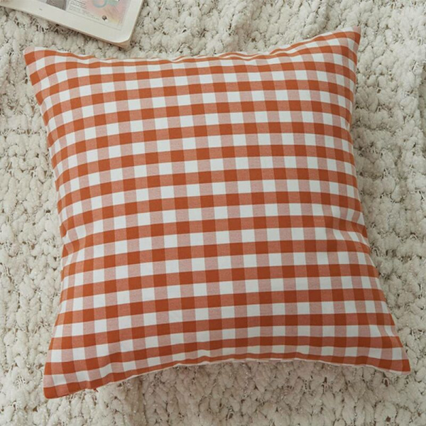 Tyynynpäällinen 4 kpl Ruudullinen Kuvio, Väri, Raidat-Oranssi