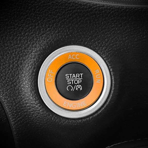 Motorstart-stop-knapdæksel + ringtrim tilbehør til Charger 2015-2020 (orange)