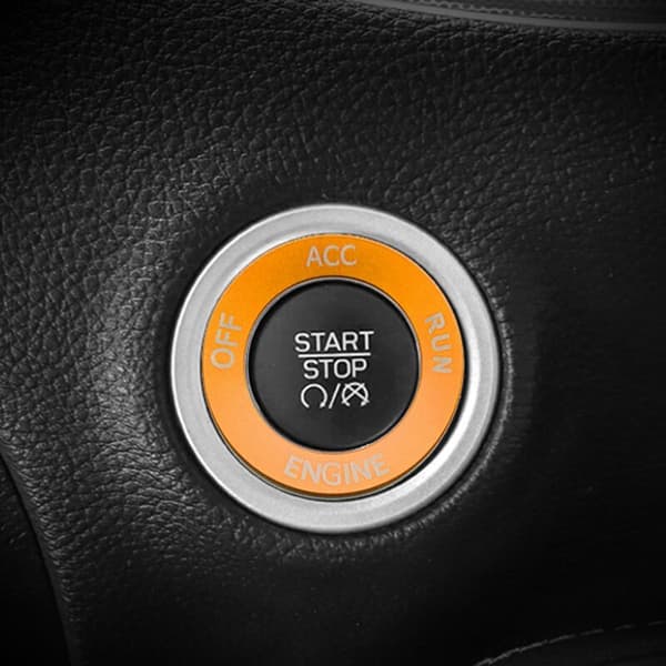 Motorstart-stoppknappdeksel + ringdekortilbehør for lader 2015-2020 (oransje)