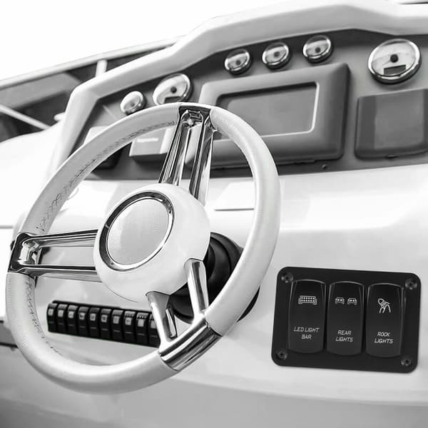 3-veis vippbryterpanel med blå LED-lys for bilbåt 12V vanntett