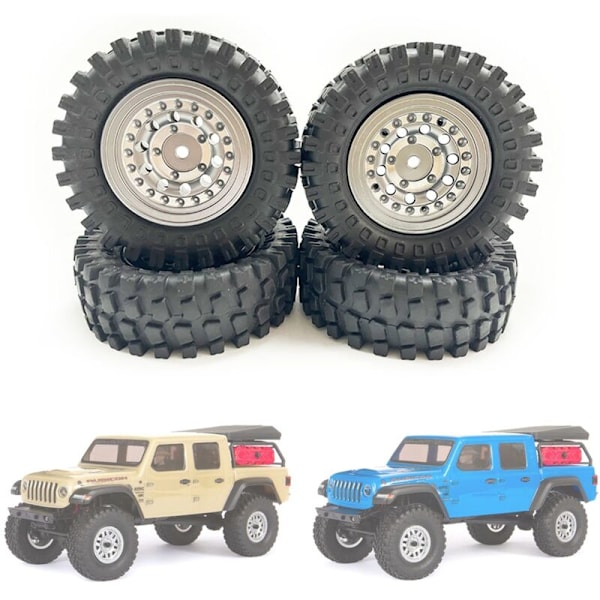 55mm 360G 1,3 tommers Beadlock hjuldekk med messingring for 1/24 RC Crawler bil Axial SCX24 FMS FCX24 Enduro24 oppgraderinger, 2