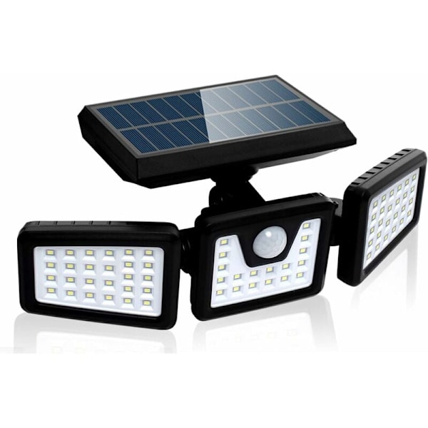 Solcellsbelysning med rörelsesensor, Kraftfull 3-huvud utomhusväggspotlight, 550 Lumen - RWLight och belysning / Utomhusbelysning / Väggbelysning
