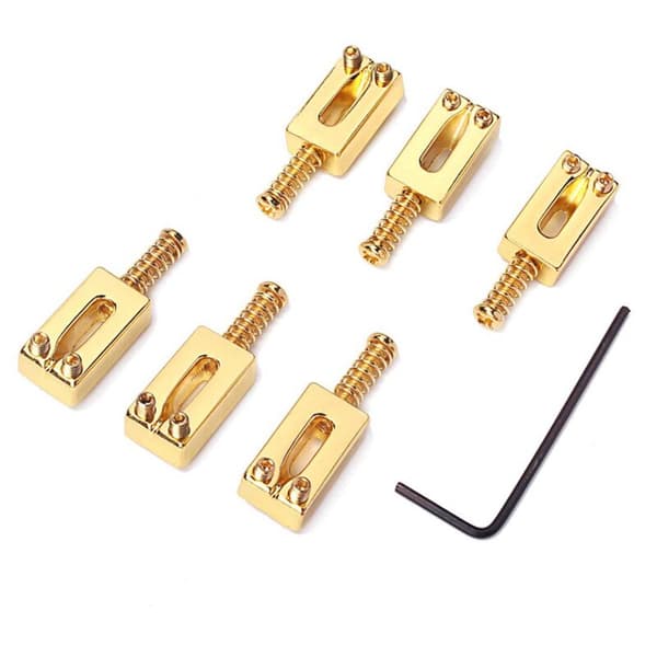 Gitarbro Rectangular for Elektrisk Strat Tele Utskifting, Gull (Pakke med 18)