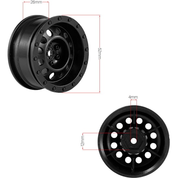 4 stk. 1,9 plastfælge til Redcat YOKOMO 1/10 RC On-Road Drift Racing Car, hvid