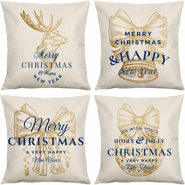 4 st jultema kuddfodral, snöflinga örngott, julkudde, julkuddfodral, julkudde för soffa