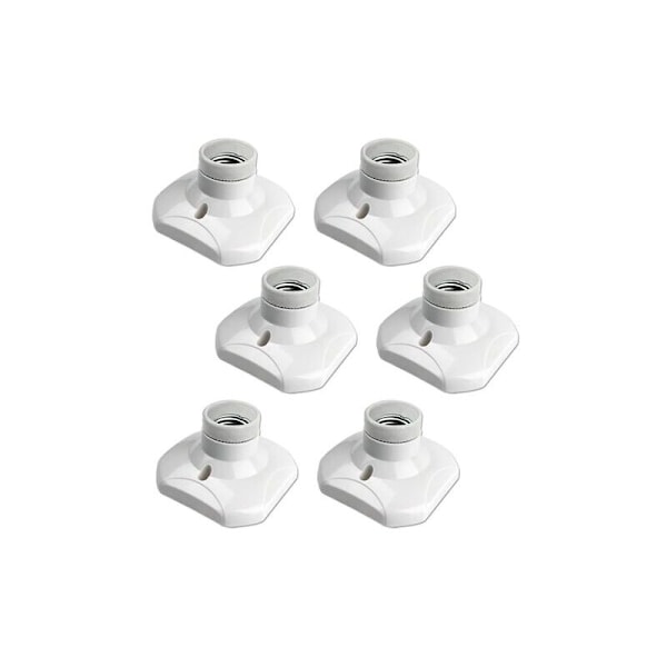 6-pack E27 Skruvbara Taksocklar, E27 Garagesockel, AC 220-240V, LED-lampsockelhållare, E27 Takbas, Vit Plastlampbas