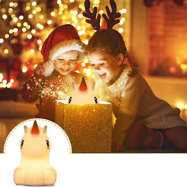 Enhörningslampa Barnlampa Nattlampa för Bebis med Färgbyte & Dimbar Bärbar Liten Uppladdningsbar Nattlampa med Timer & Touchkontroll