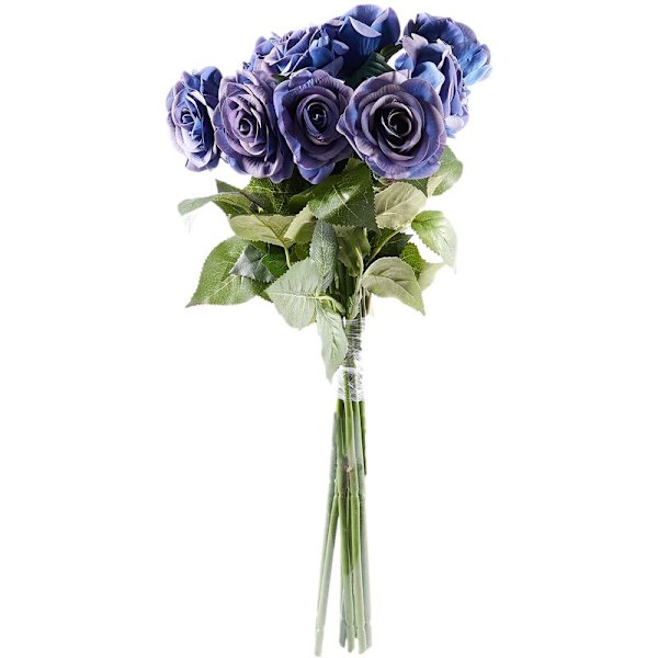 10X Ekte trykk kunstig stoff for bryllupsdekorasjon Blomsterbukett Blå