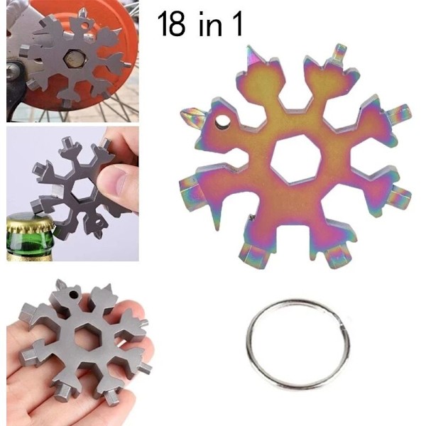 Snöflinga Multiverktyg 18 i 1 Nyckelring Hex Nyckel Hex Multifunktionell Skruvmejsel