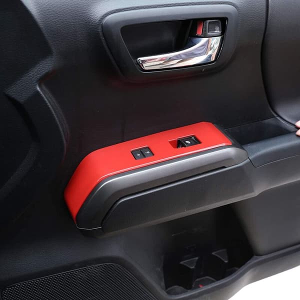 Fönsterlyftknapp Panel Cover Trim Ram för 2015-2020 Bil, Rad, Röd