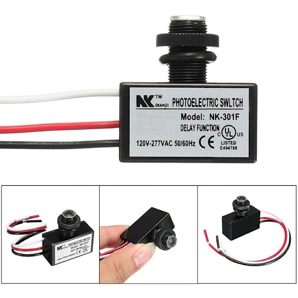 Automatisk Fotoelektrisk Switch Lysstyringssensor Switch Skumring til Daggry Sensor Fotoelektrisk Switch til Belysningsarmaturer 120-277V AC