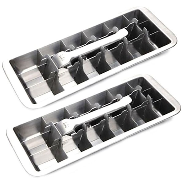 2X Lever Style Ice Cube Tray, Stainless Steel Ice Mold 2 1 and Cracker