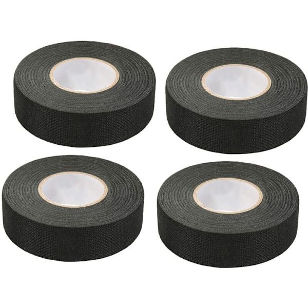 4 stk. sort selvklæbende tape (1,5 cm x 15 m) - bilkludstape, højtemperaturklæbebånd, kraftig sort tape, kludstape, bil ledningsføring Ha